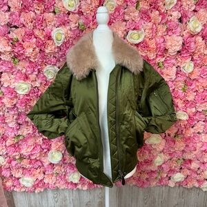 Green Satin Coach Bomber Jacket